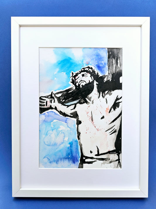 Jesus Christ Crucifixion – Watercolor & Ink on Paper (30x40 cm)